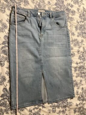 Oat New York Light Blue Denim Midi Skirt